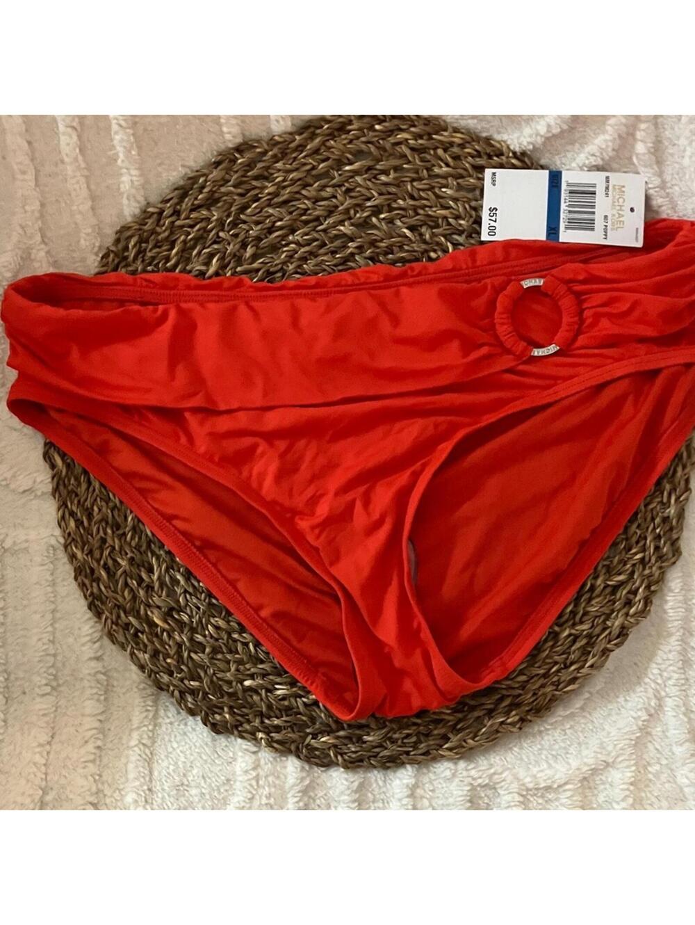NWT Michael Kors Coral Swim Bottoms XL with Decorative Ring